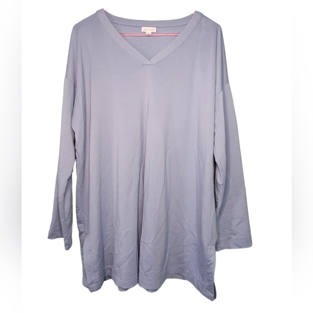 J Jill Pure Jill Blue Luxe Tencel Tunic Top Shirt Size XL Long Sleeve